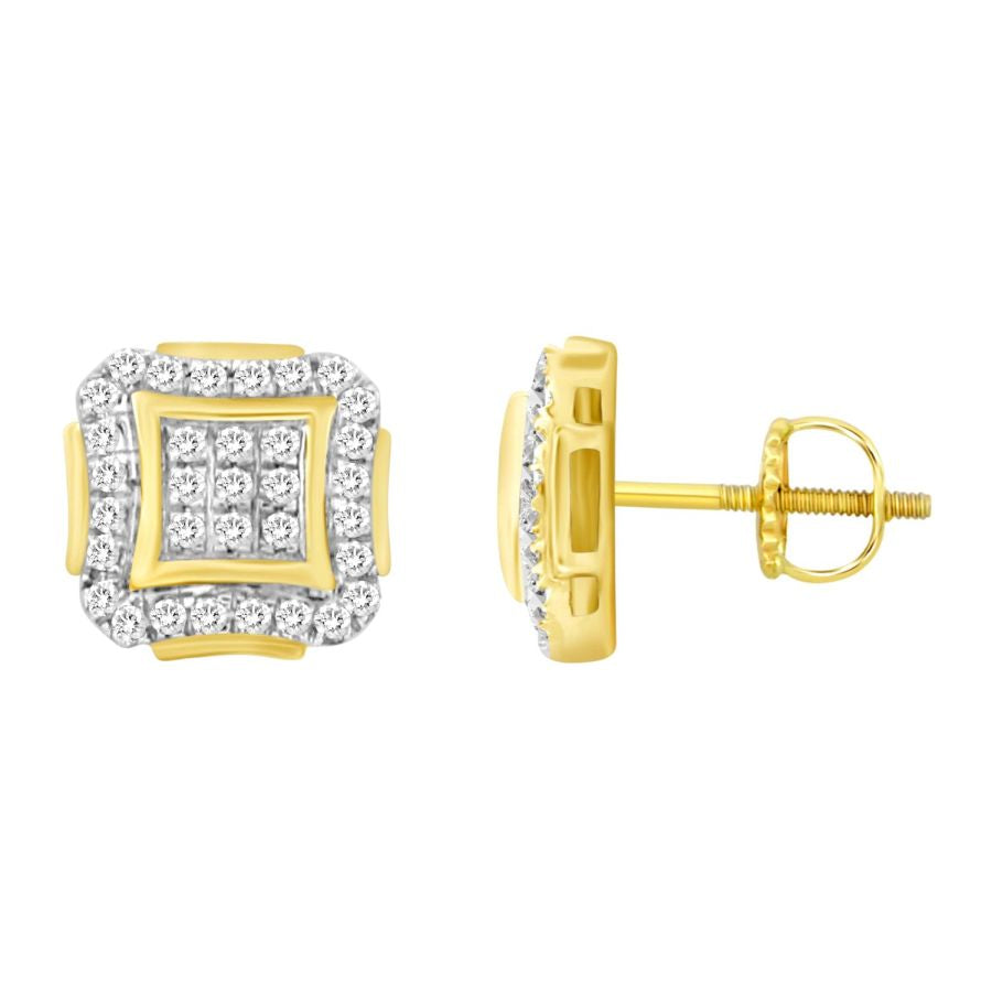 LADIES EARRINGS 0.15CT ROUND DIAMOND 10K YELLOW GOLD