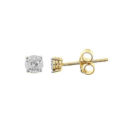 LADIES EARRINGS 0.15CT ROUND DIAMOND 10K YELLOW GOLD