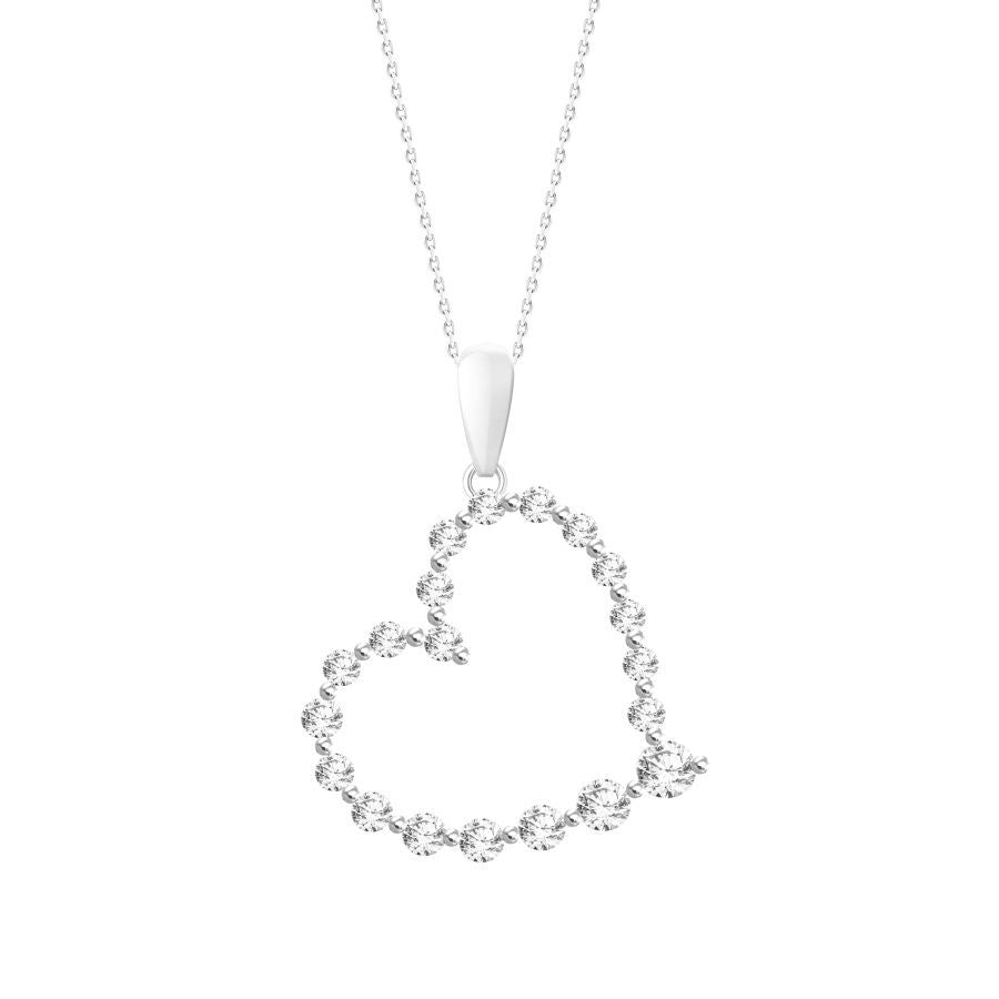 LADIES PENDANT WITH CHAIN 0.50CT ROUND DIAMOND 10K WHITE GOLD