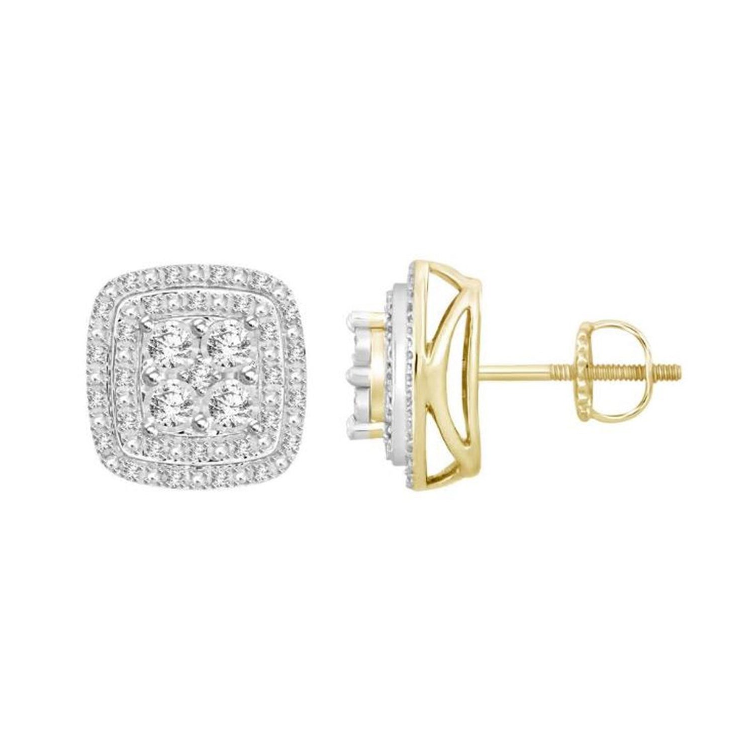 LADIES EARRINGS 0.35CT ROUND DIAMOND 10K YELLOW GOLD