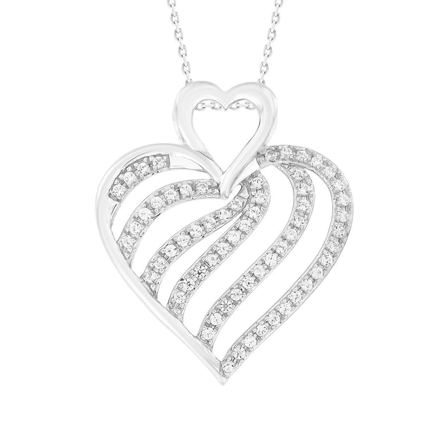 LADIES PENDANT 0.20CT ROUND DIAMOND 10K WHITE GOLD