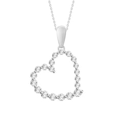 LADIES HEART PENDANT 0.25CT ROUND DIAMOND 14K WHITE GOLD