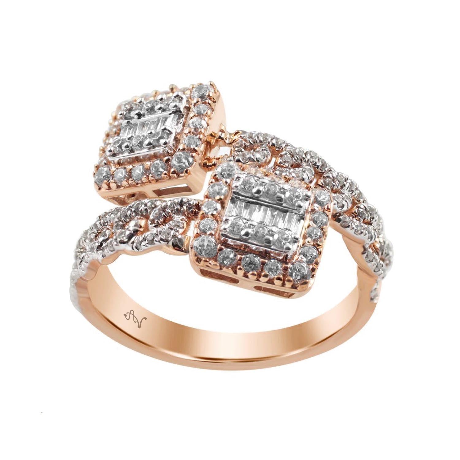 LADIES BAND 0.75CT ROUND DIAMOND 14K ROSE GOLD