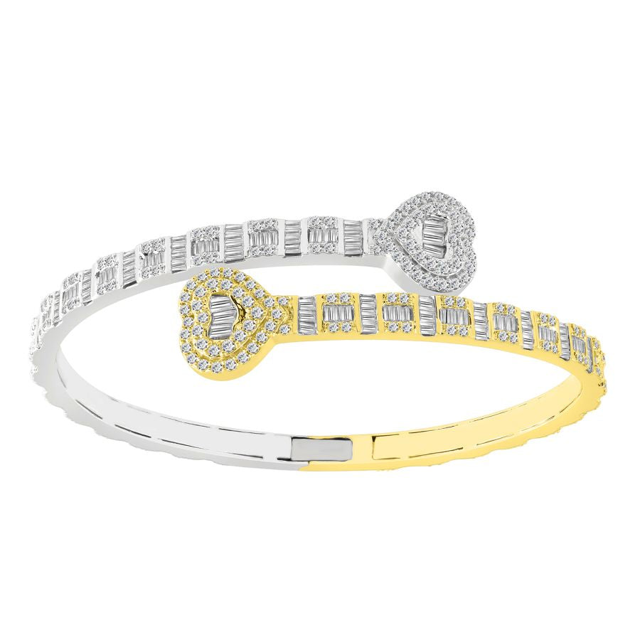 MEN'S BANGLE 4.50CT ROUND/BAGUETTE DIAMOND 14K WHITE/YELLOW GOLD