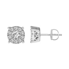 LADIES EARRINGS 0.50CT ROUND DIAMOND 14K WHITE GOLD