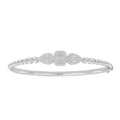 LADIES BANGLE 1.50CT ROUND/BAGUETTE DIAMOND 14K WHITE GOLD