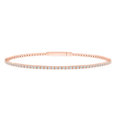 LADIES FLEXIBLE BANGLE 3.00CT ROUND DIAMOND 14K ROSE GOLD