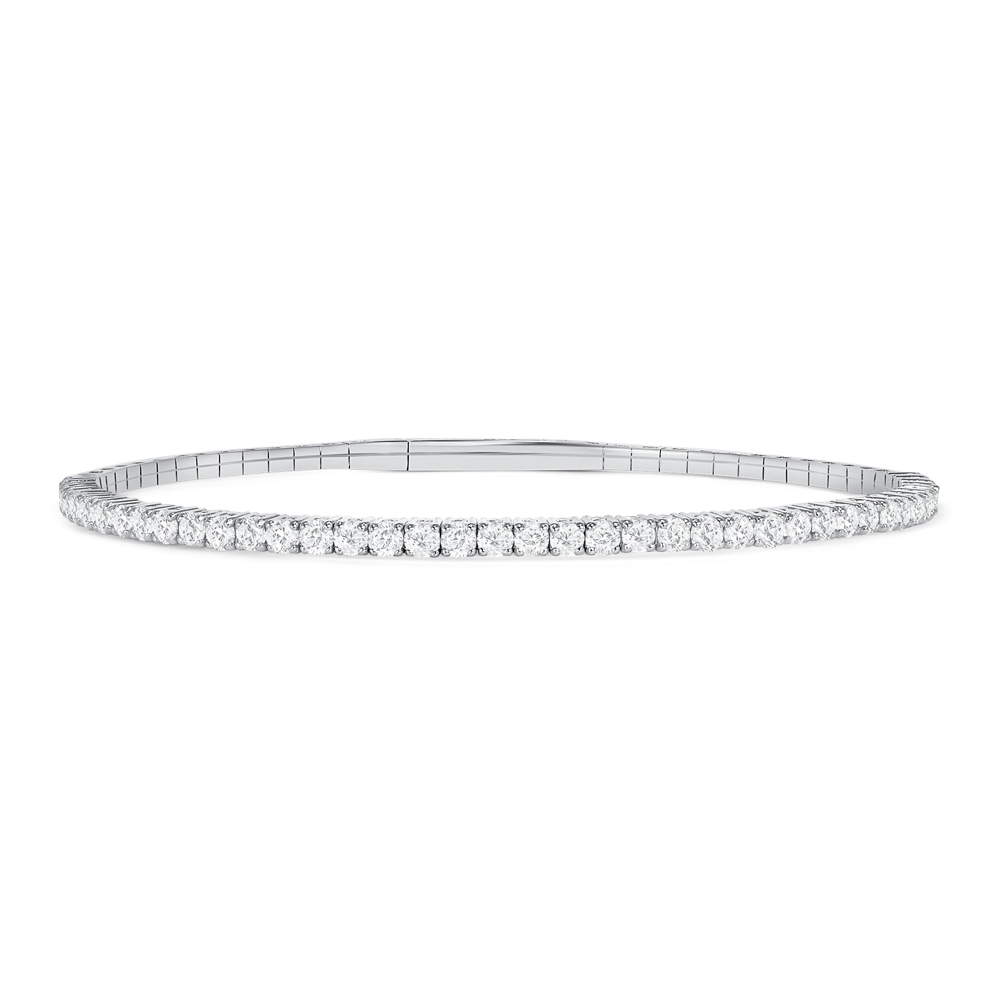 LADIES SEMI MOUNT HALF FLEXIBLE BANGLE 1.00CT ROUND DIAMOND 14K WHITE GOLD