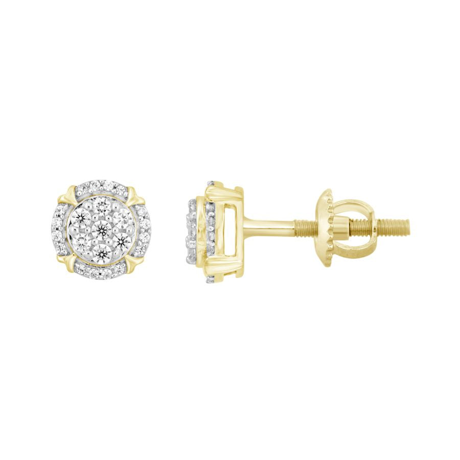 LADIES EARRINGS 0.25CT ROUND DIAMOND 10K YELLOW GOLD