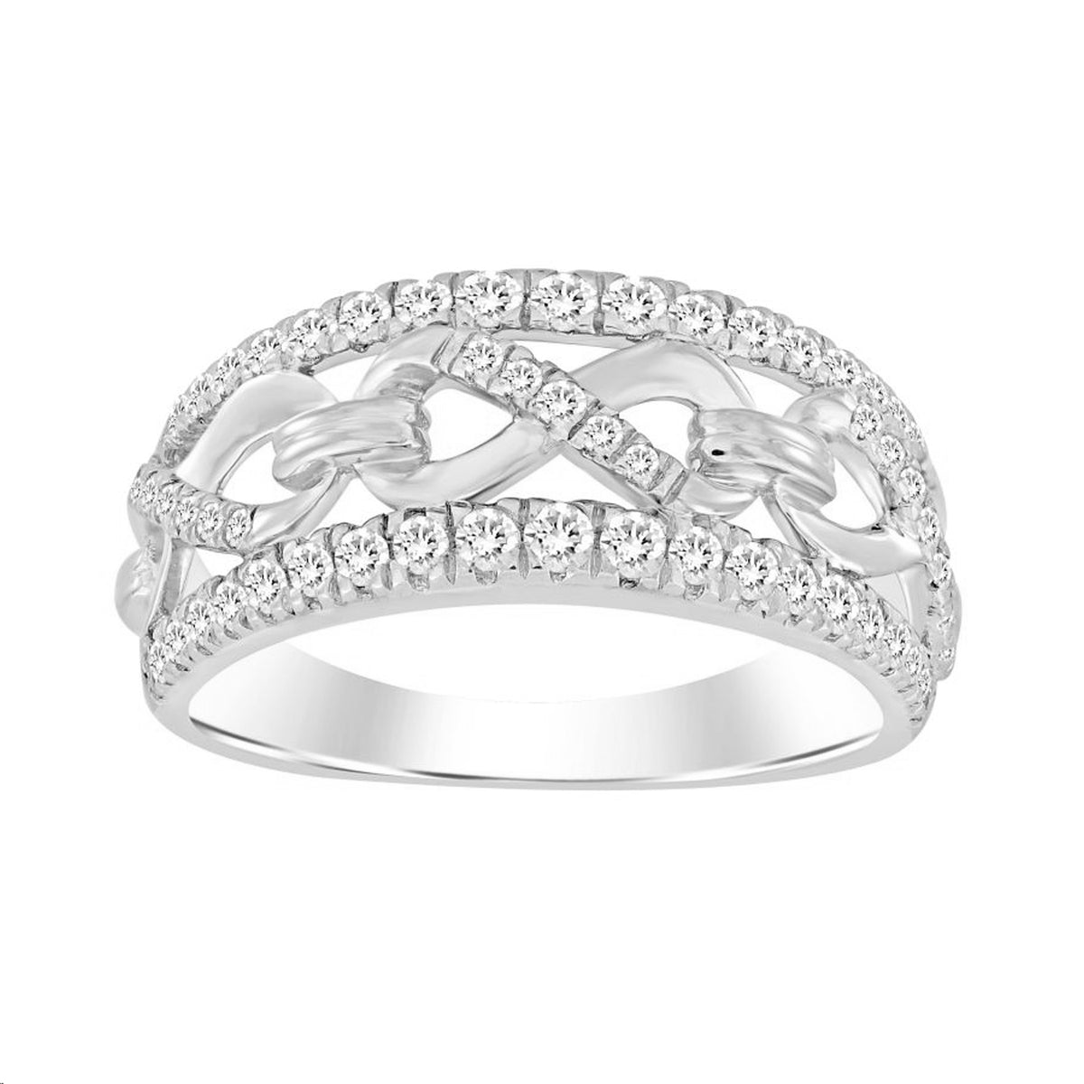 LADIES BAND 0.50CT ROUND DIAMOND 14K WHITE GOLD