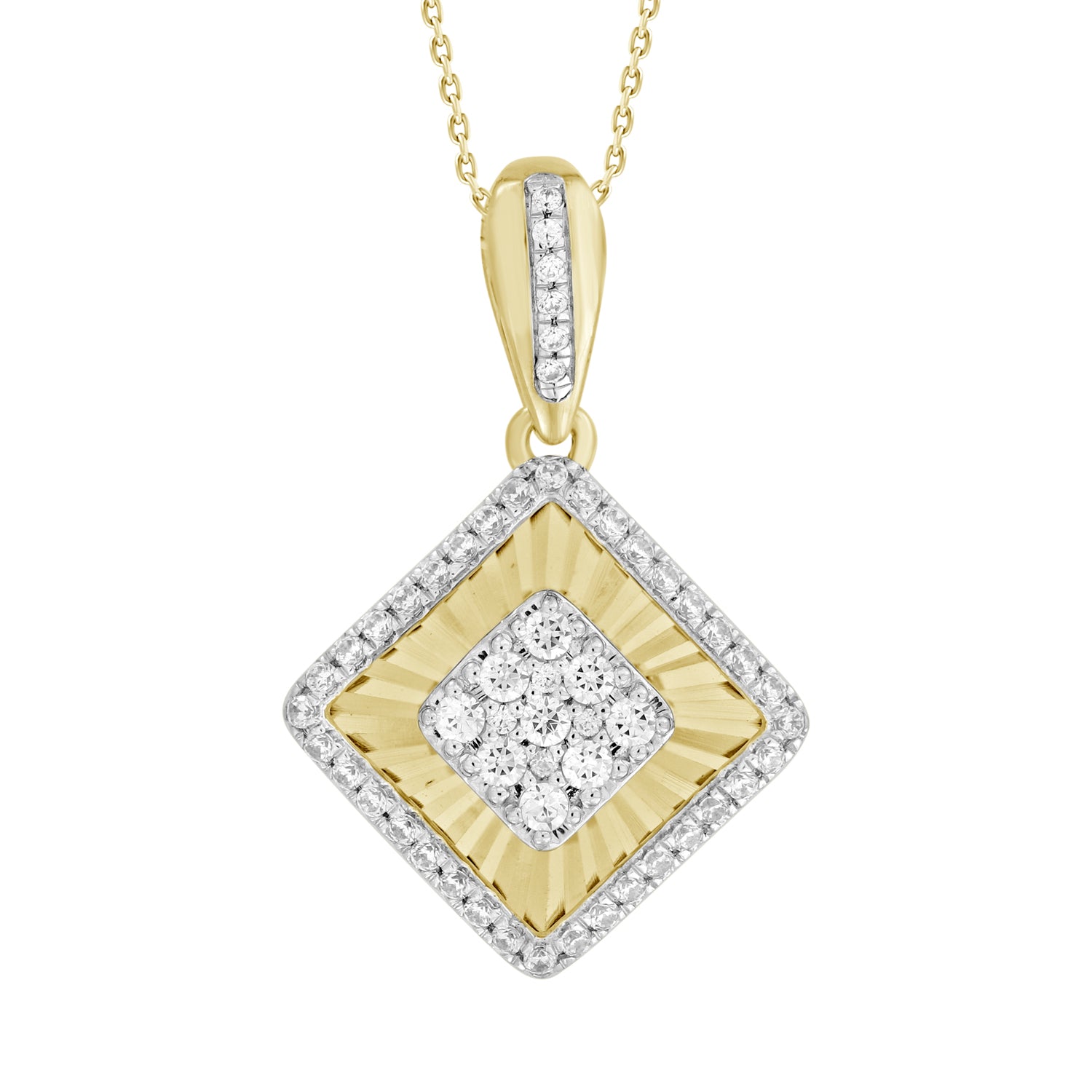 LADIES  PENDANT WITH CHAIN 0.25CT ROUND DIAMOND 10K YELLOW GOLD