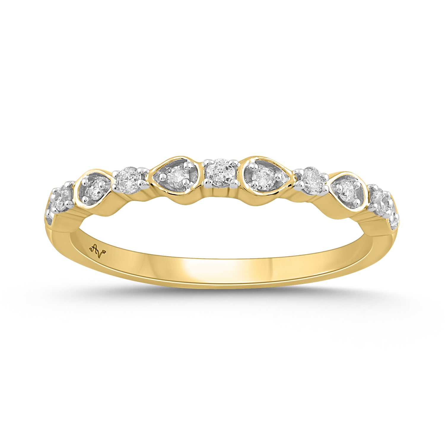 LADIES BAND 0.15CT ROUND DIAMOND 14K YELLOW GOLD