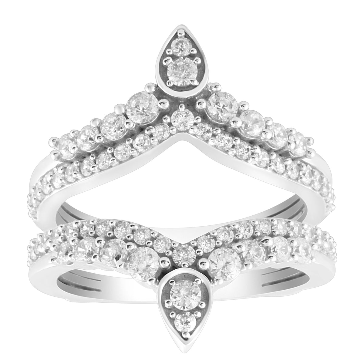 LADIES  WRAP RING  1.00CT ROUND DIAMOND 14K WHITE GOLD