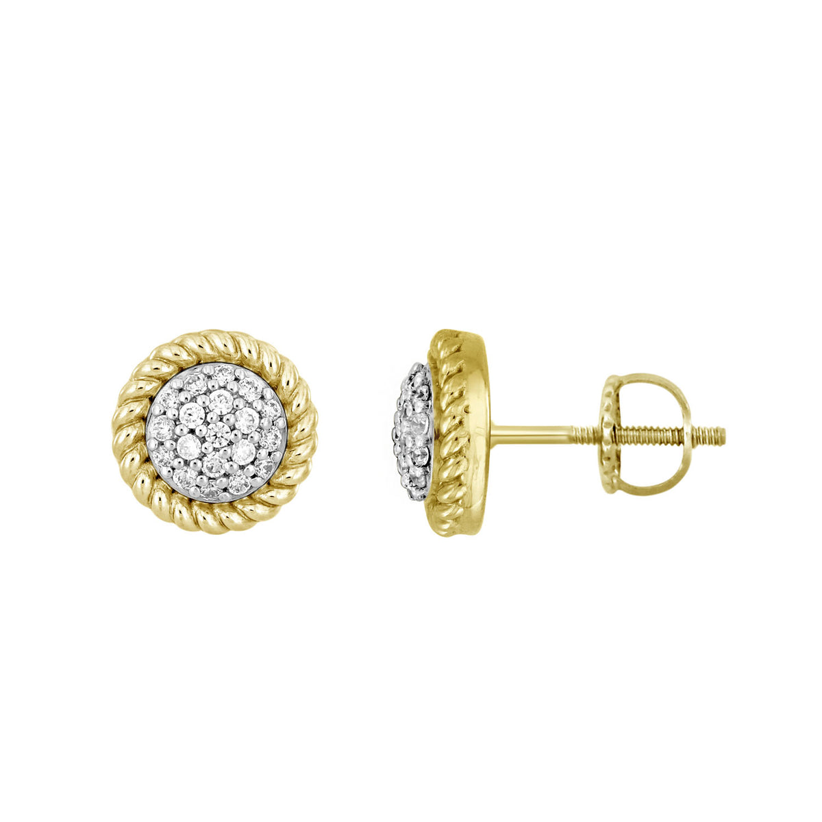 LADIES  EARRINGS 0.25CT ROUND DIAMOND 14K YELLOW GOLD