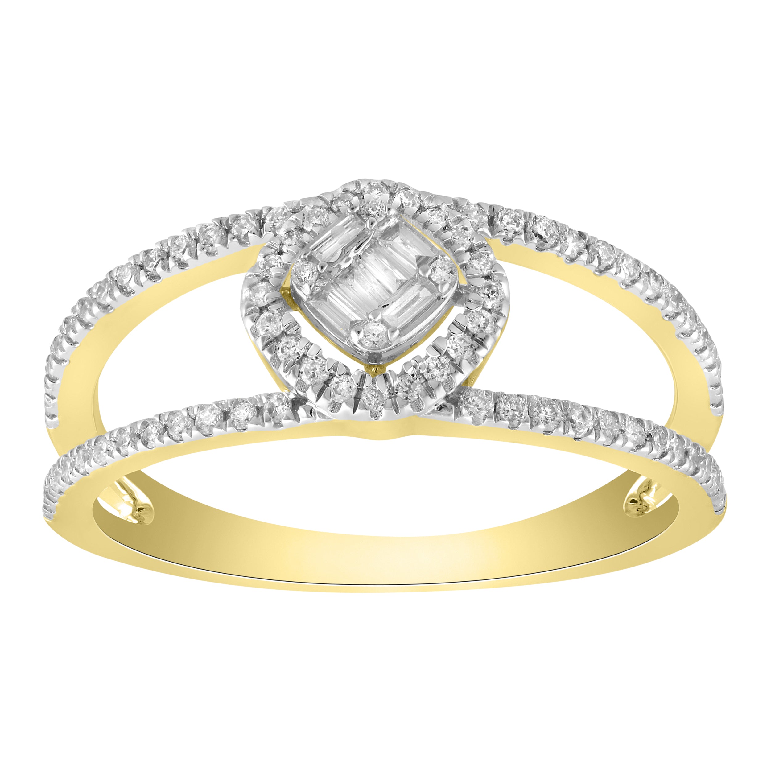 LADIES BAND 0.33CT BAGUETTE/ROUND DIAMOND 14K YELLOW GOLD