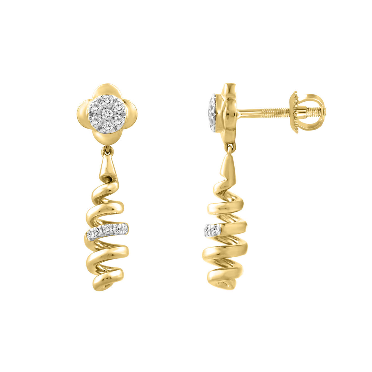 LADIES EARRINGS 0.16CT ROUND DIAMOND 10K YELLOW GOLD