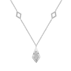 LADIES NECKLACE 0.25CT ROUND DIAMOND 10K WHITE GOLD