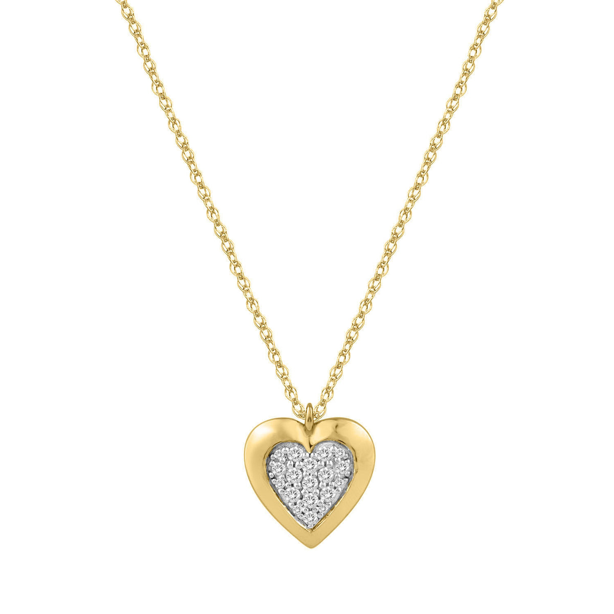 LADIES NECKLACE 0.13CT ROUND DIAMOND 10K YELLOW GOLD