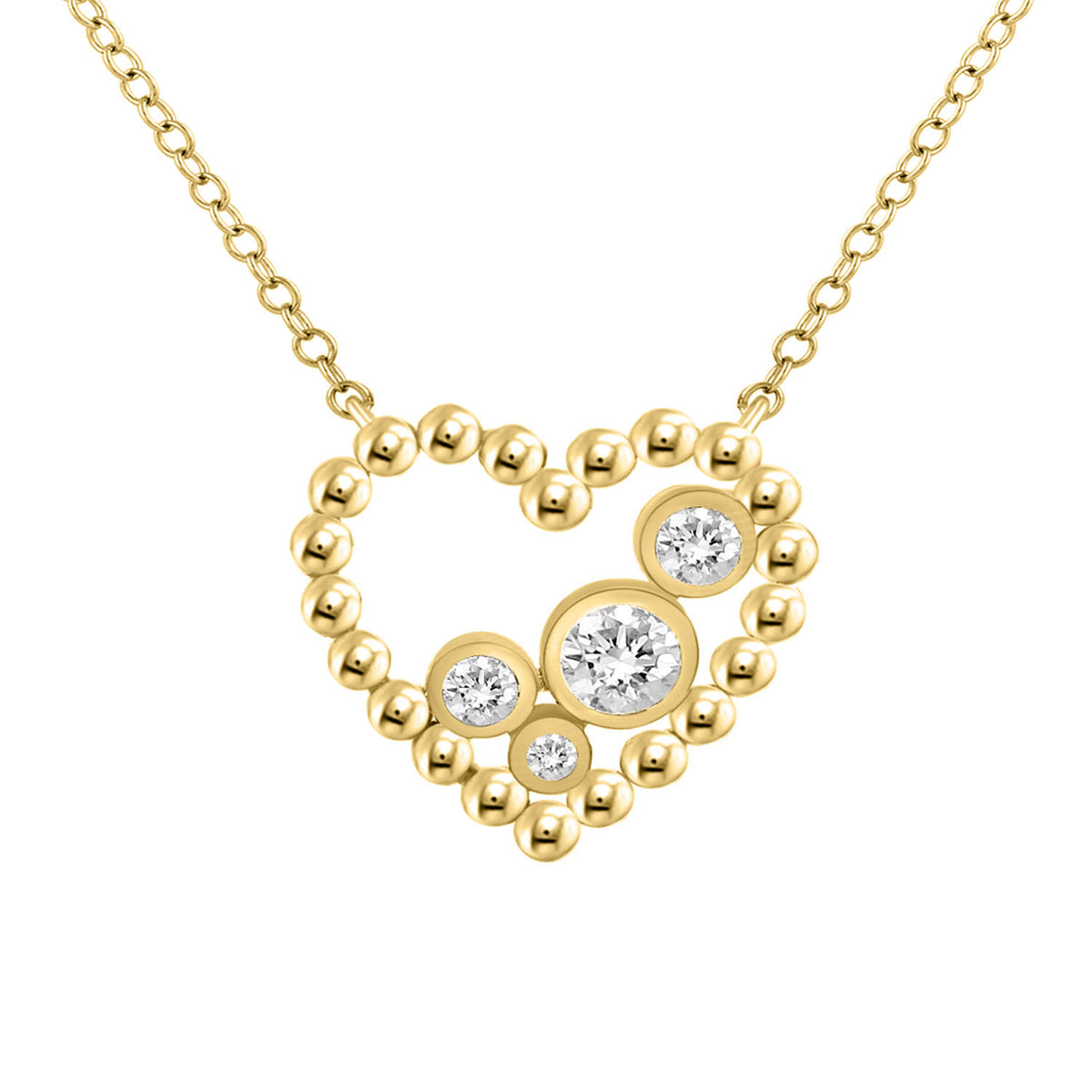 LADIES NECKLACE 0.15CT ROUND DIAMOND 10K YELLOW GOLD