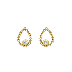 LADIES EARRINGS 0.10CT ROUND DIAMOND 10K YELLOW GOLD