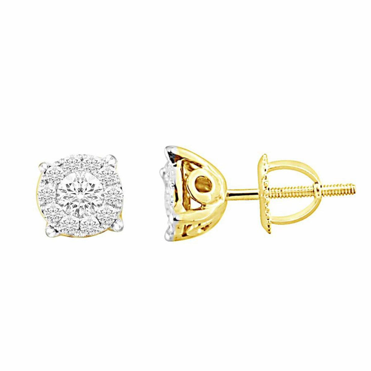 LADIES EARRINGS 0.30CT ROUND DIAMOND 14K YELLOW GOLD (SI QUALITY)