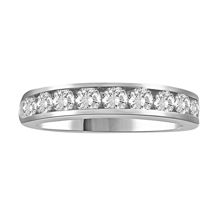 LADIES BAND 1.00CT ROUND DIAMOND 14K WHITE GOLD