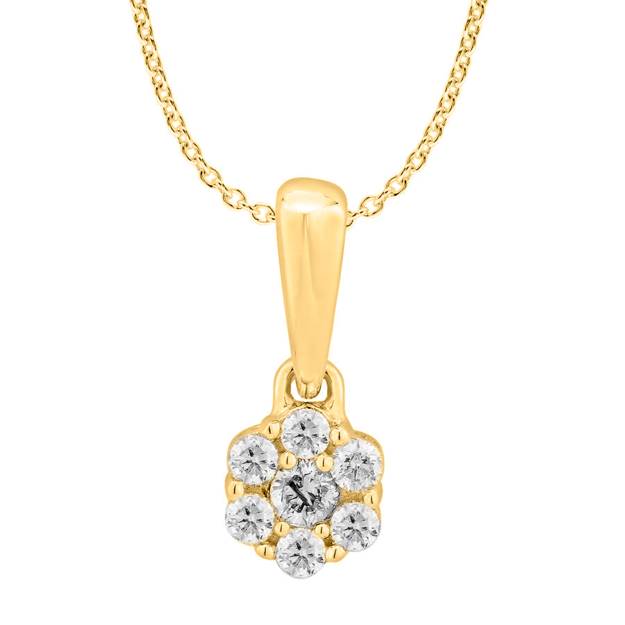 LADIES PENDANT WITH CHAIN 0.15CT ROUND DIAMOND 14K YELLOW GOLD (SI QUALITY)