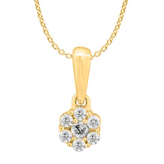 LADIES PENDANT WITH CHAIN 0.15CT ROUND DIAMOND 14K YELLOW GOLD (SI QUALITY)