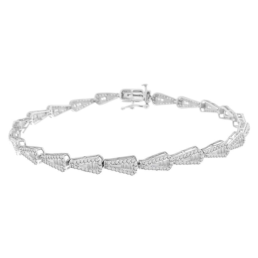 LADIES BRACELET 1.00CT ROUND DIAMOND 10K WHITE GOLD